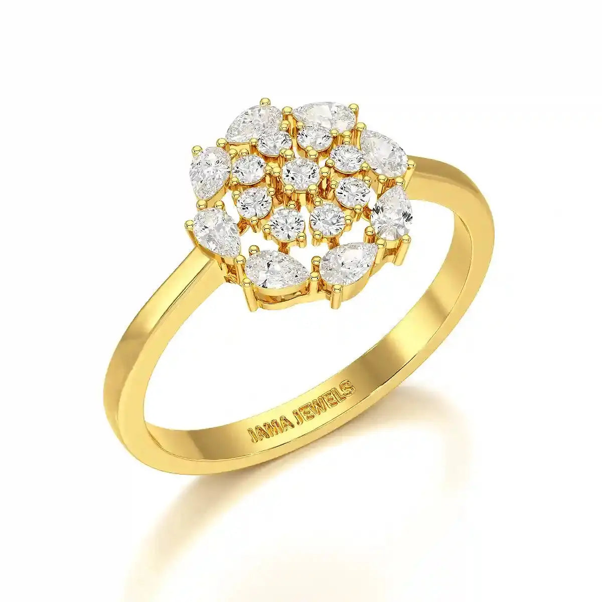 0.35 CT Cluster Ring with Pear and Round Cut Lab Diamonds Jama Jewels