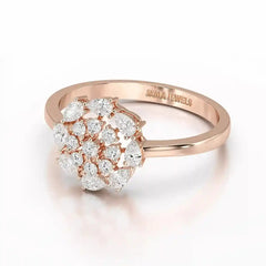 0.35 CT Cluster Ring with Pear and Round Cut Lab Diamonds Jama Jewels
