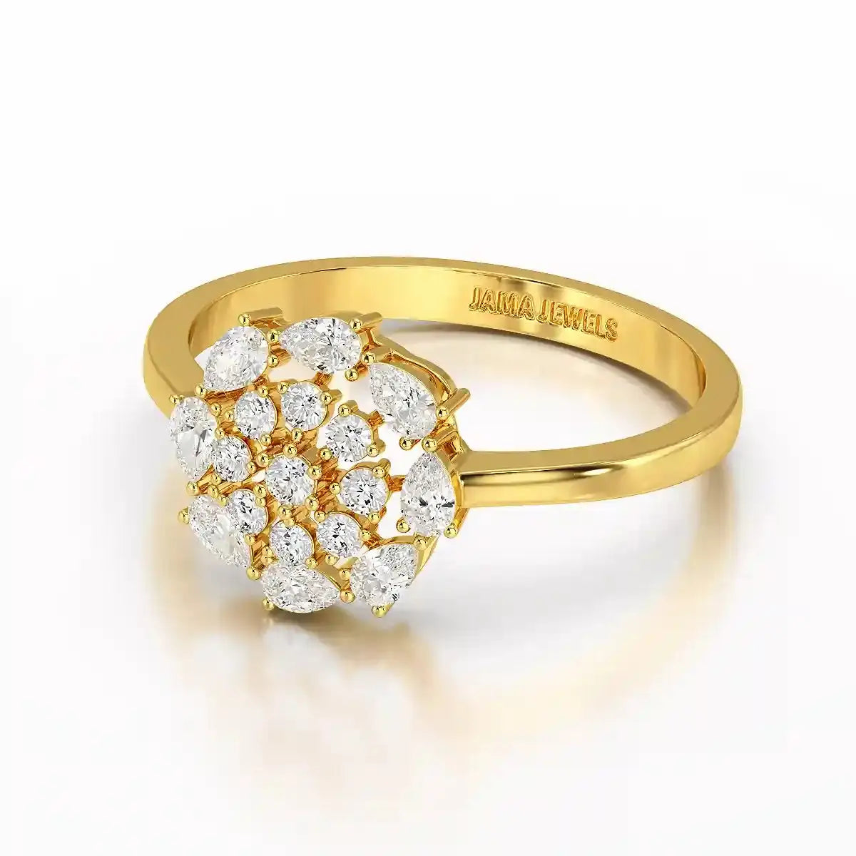 0.35 CT Cluster Ring with Pear and Round Cut Lab Diamonds Jama Jewels