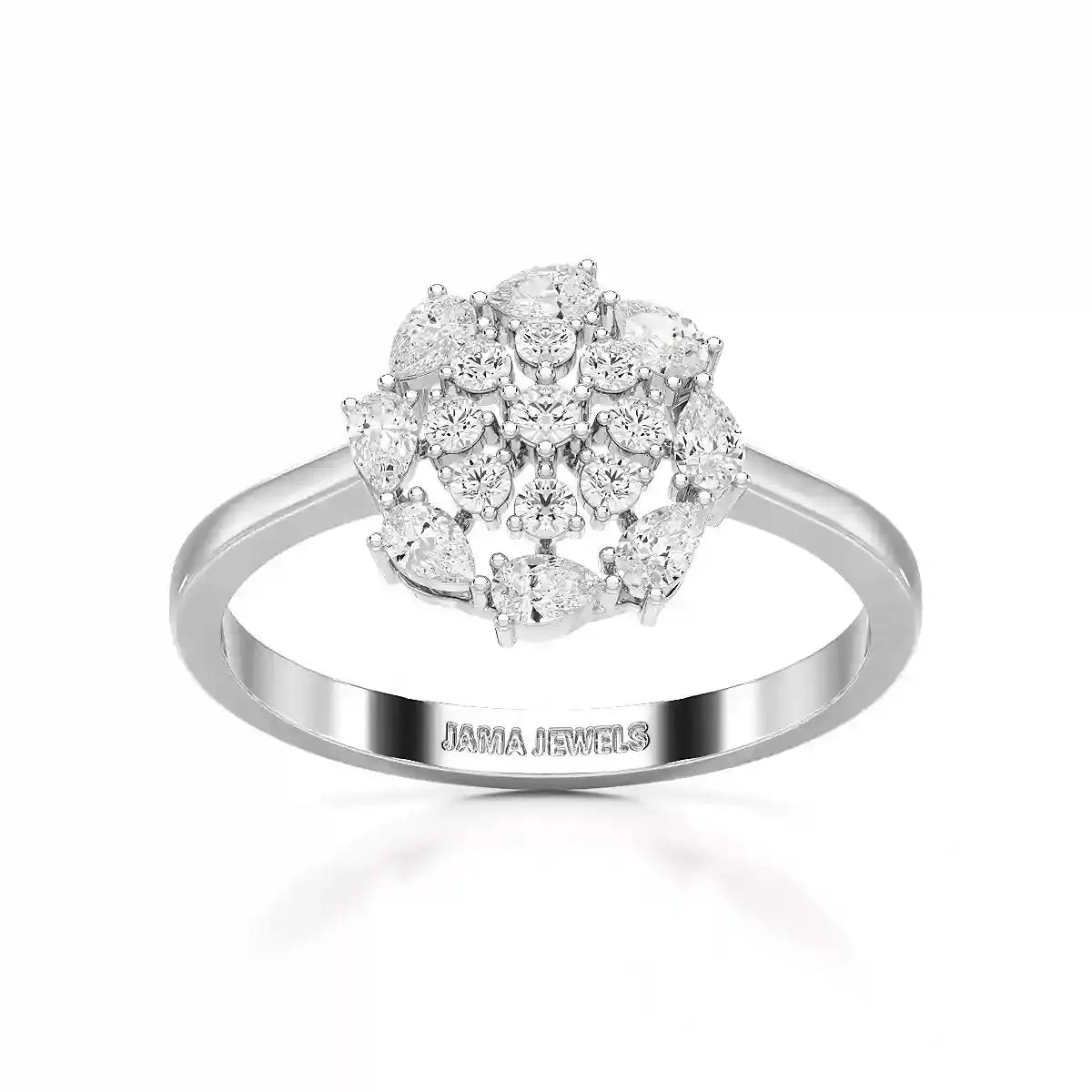 0.35 CT Cluster Ring with Pear and Round Cut Lab Diamonds Jama Jewels