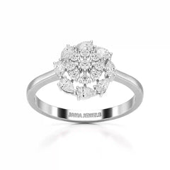 0.35 CT Cluster Ring with Pear and Round Cut Lab Diamonds Jama Jewels