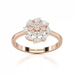 0.35 CT Cluster Ring with Pear and Round Cut Lab Diamonds Jama Jewels