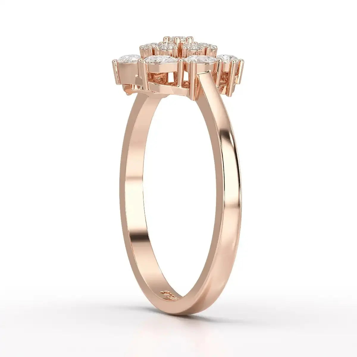 0.35 CT Cluster Ring with Pear and Round Cut Lab Diamonds Jama Jewels