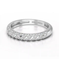 0.20 CT Half Eternity Ring with Round Cut Lab Diamonds Jama Jewels