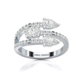 1.35 CT Three Row Diamond Bypass Ring Jama Jewels