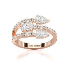1.35 CT Three Row Diamond Bypass Ring Jama Jewels