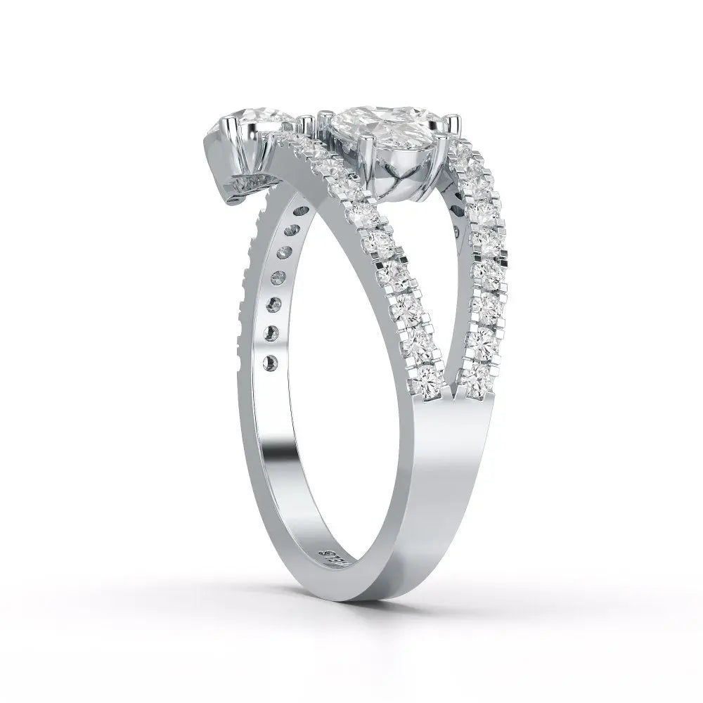 1.35 CT Three Row Diamond Bypass Ring Jama Jewels