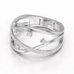 0.30 CT Round Cut Lab Diamond Crossover Ring Jama Jewels