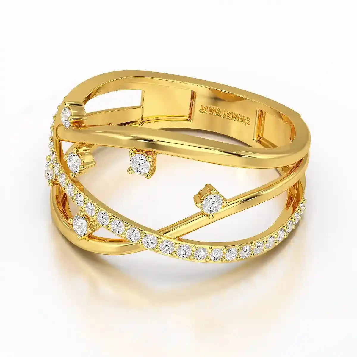 0.30 CT Round Cut Lab Diamond Crossover Ring Jama Jewels