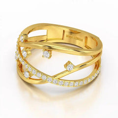0.30 CT Round Cut Lab Diamond Crossover Ring Jama Jewels