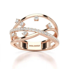 0.30 CT Round Cut Lab Diamond Crossover Ring Jama Jewels