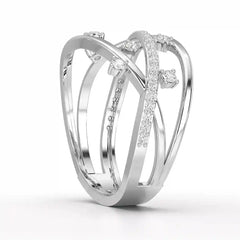 0.30 CT Round Cut Lab Diamond Crossover Ring Jama Jewels
