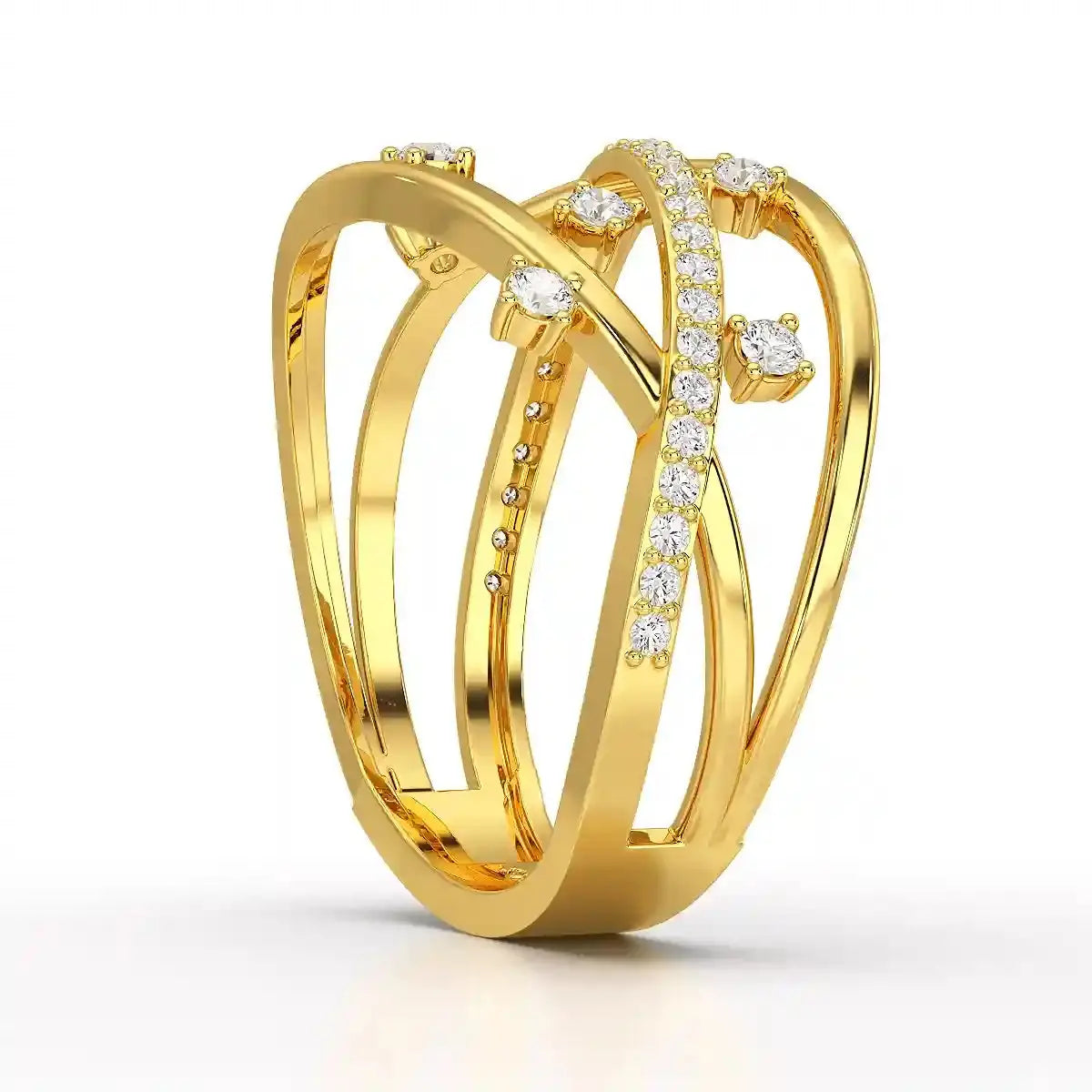 0.30 CT Round Cut Lab Diamond Crossover Ring Jama Jewels