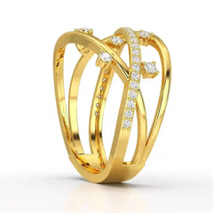 0.30 CT Round Cut Lab Diamond Crossover Ring Jama Jewels