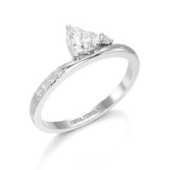 0.55 CT Stacked Heart & Round Cut Lab Diamonds Ring Jama Jewels