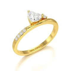 0.55 CT Stacked Heart & Round Cut Lab Diamonds Ring Jama Jewels