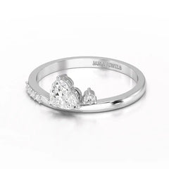0.55 CT Stacked Heart & Round Cut Lab Diamonds Ring Jama Jewels