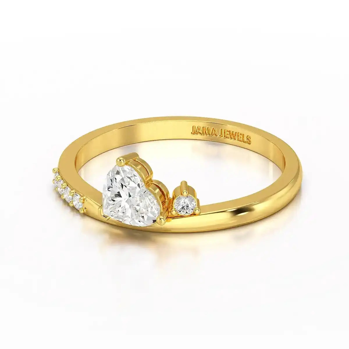 0.55 CT Stacked Heart & Round Cut Lab Diamonds Ring Jama Jewels