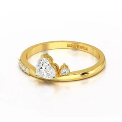 0.55 CT Stacked Heart & Round Cut Lab Diamonds Ring Jama Jewels