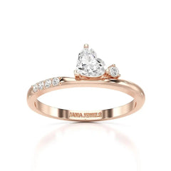 0.55 CT Stacked Heart & Round Cut Lab Diamonds Ring Jama Jewels
