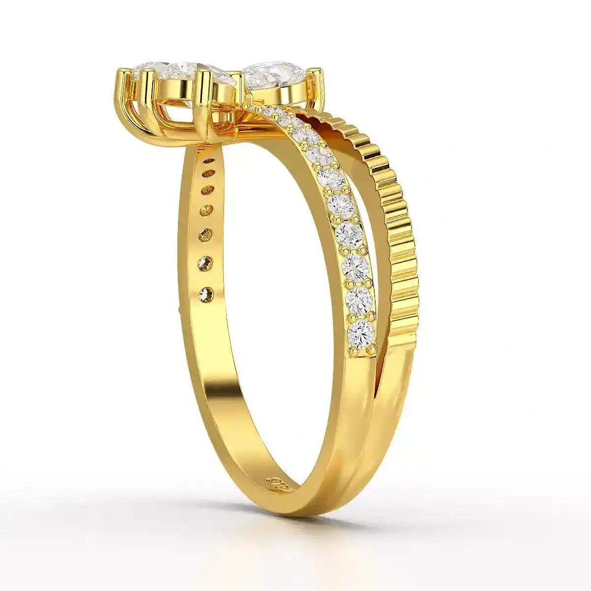 0.95 CT Pear & Round Cut Lab Diamond Split Ring Jama Jewels