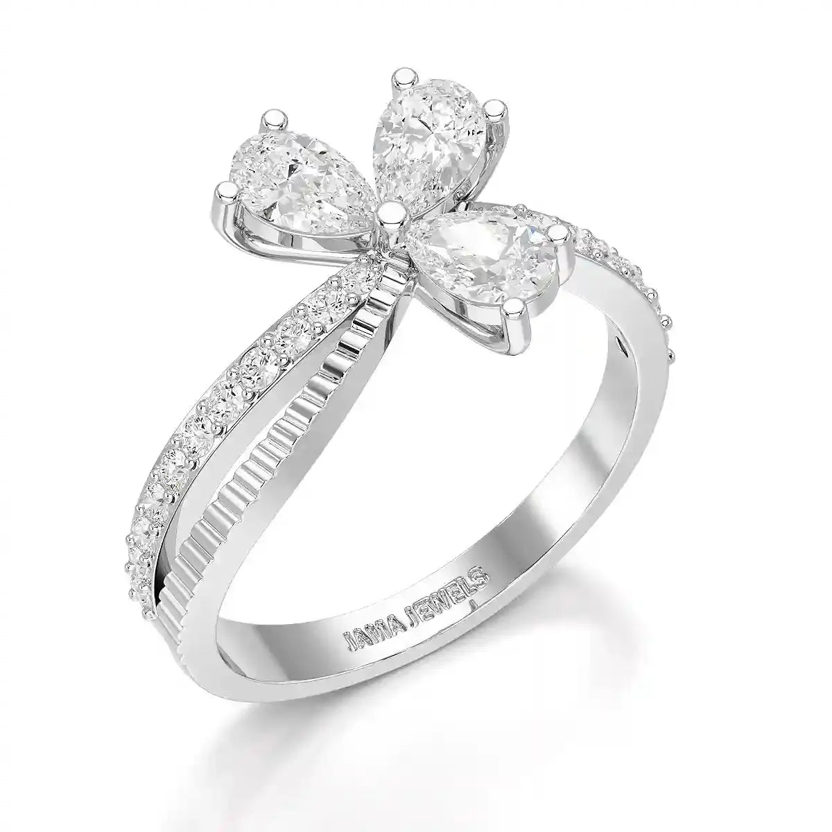 0.95 CT Pear & Round Cut Lab Diamond Split Ring Jama Jewels