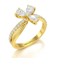 0.95 CT Pear & Round Cut Lab Diamond Split Ring Jama Jewels