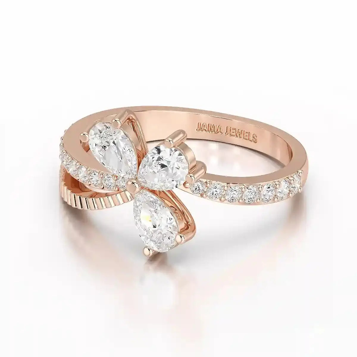 0.95 CT Pear & Round Cut Lab Diamond Split Ring Jama Jewels
