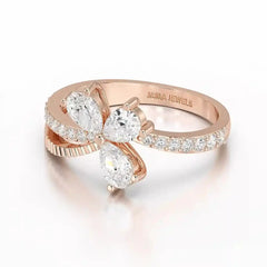 0.95 CT Pear & Round Cut Lab Diamond Split Ring Jama Jewels