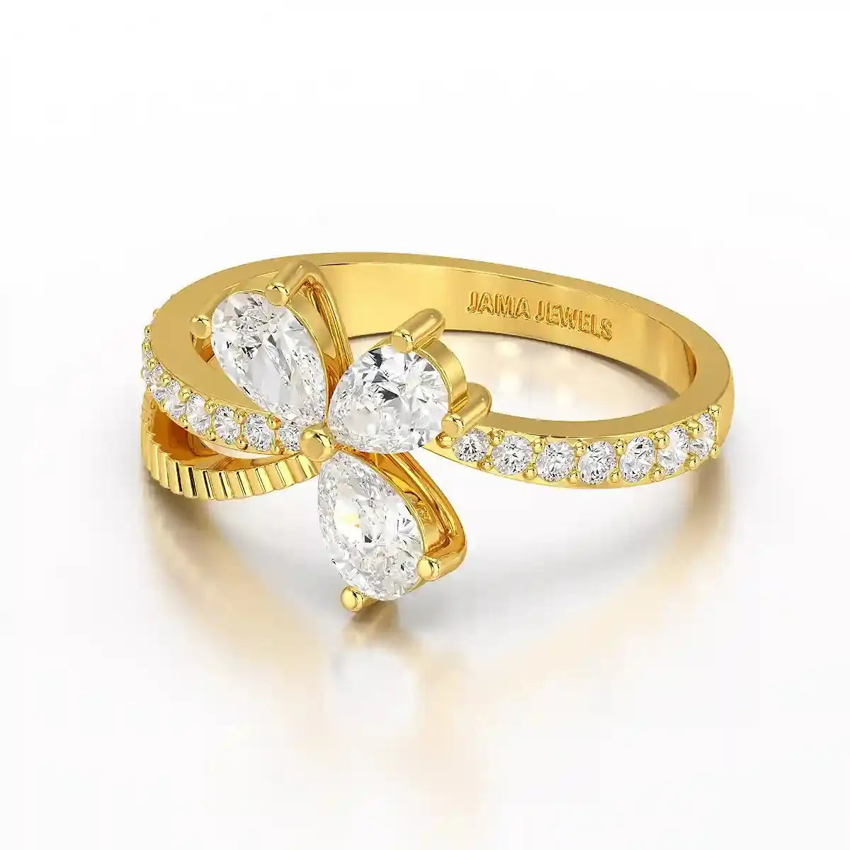 0.95 CT Pear & Round Cut Lab Diamond Split Ring Jama Jewels