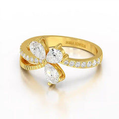 0.95 CT Pear & Round Cut Lab Diamond Split Ring Jama Jewels