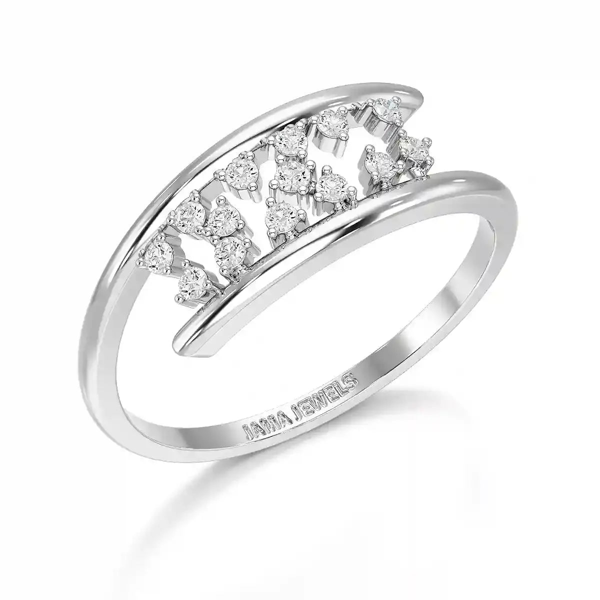 0.10 CT Pipe Pave Lab Diamond Ring with Round Diamonds Jama Jewels