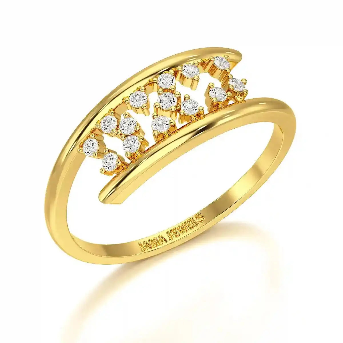 0.10 CT Pipe Pave Lab Diamond Ring with Round Diamonds Jama Jewels