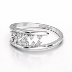 0.10 CT Pipe Pave Lab Diamond Ring with Round Diamonds Jama Jewels
