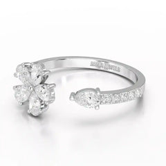0.65 CT Open Ring with Pear & Round Cut Lab Diamonds Jama Jewels