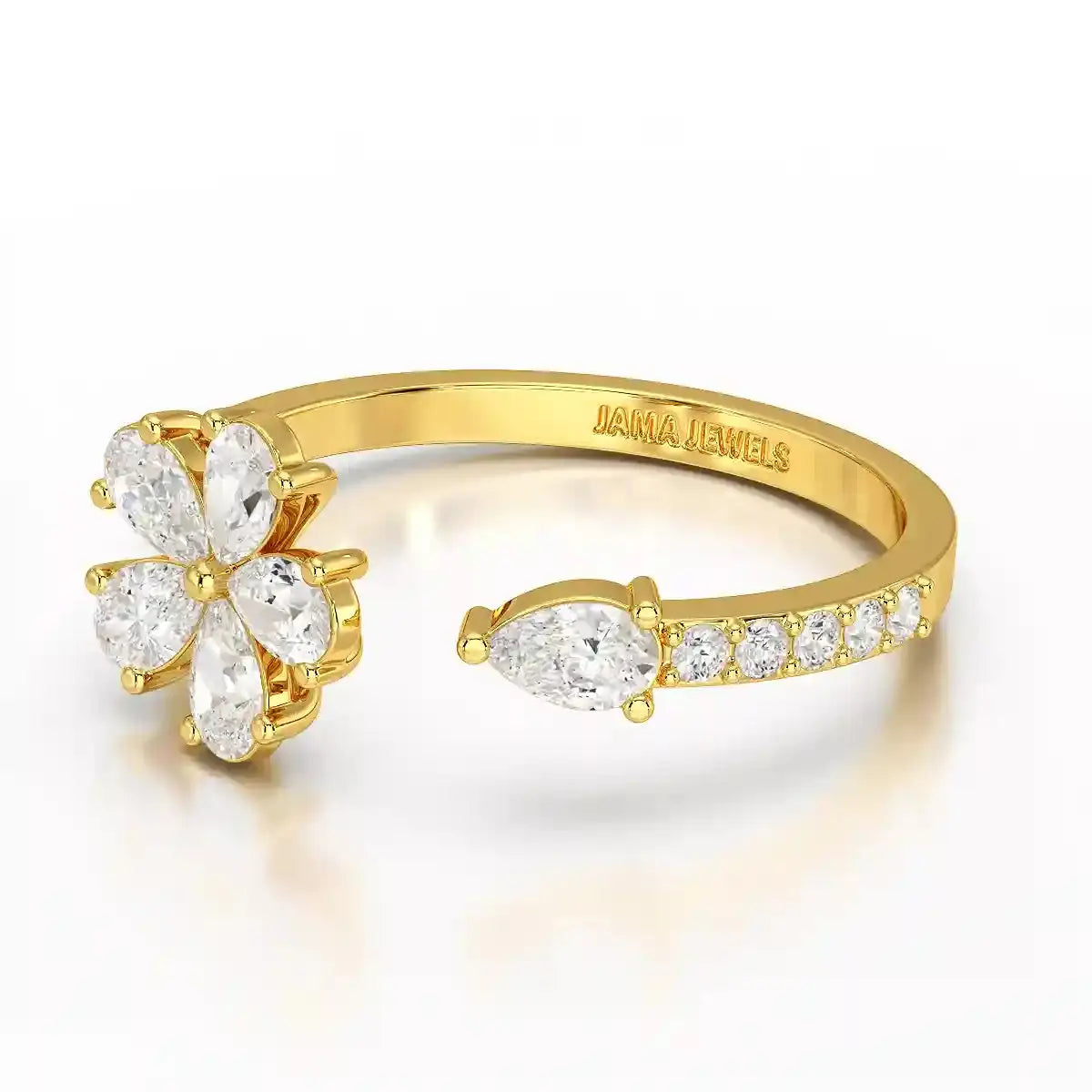 0.65 CT Open Ring with Pear & Round Cut Lab Diamonds Jama Jewels