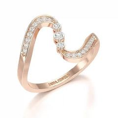 0.15 CT Lab Diamond Wave Ring with Round Cut Lab Diamonds Jama Jewels
