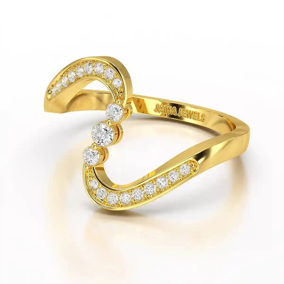 0.15 CT Lab Diamond Wave Ring with Round Cut Lab Diamonds Jama Jewels