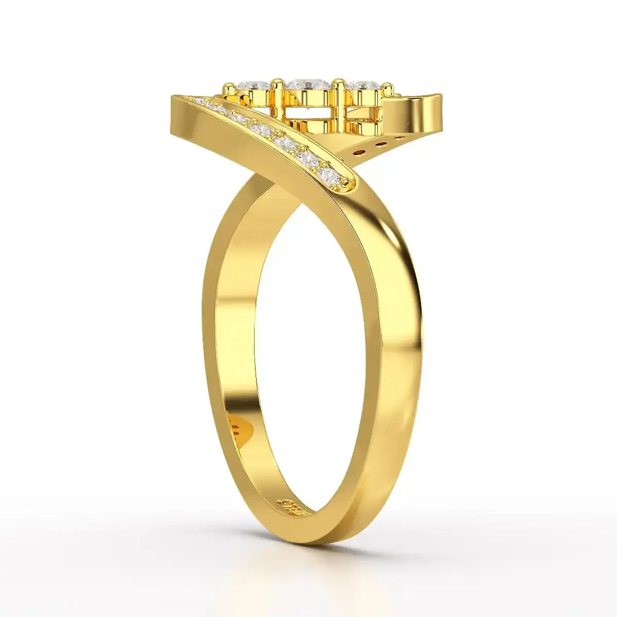 0.15 CT Lab Diamond Wave Ring with Round Cut Lab Diamonds Jama Jewels