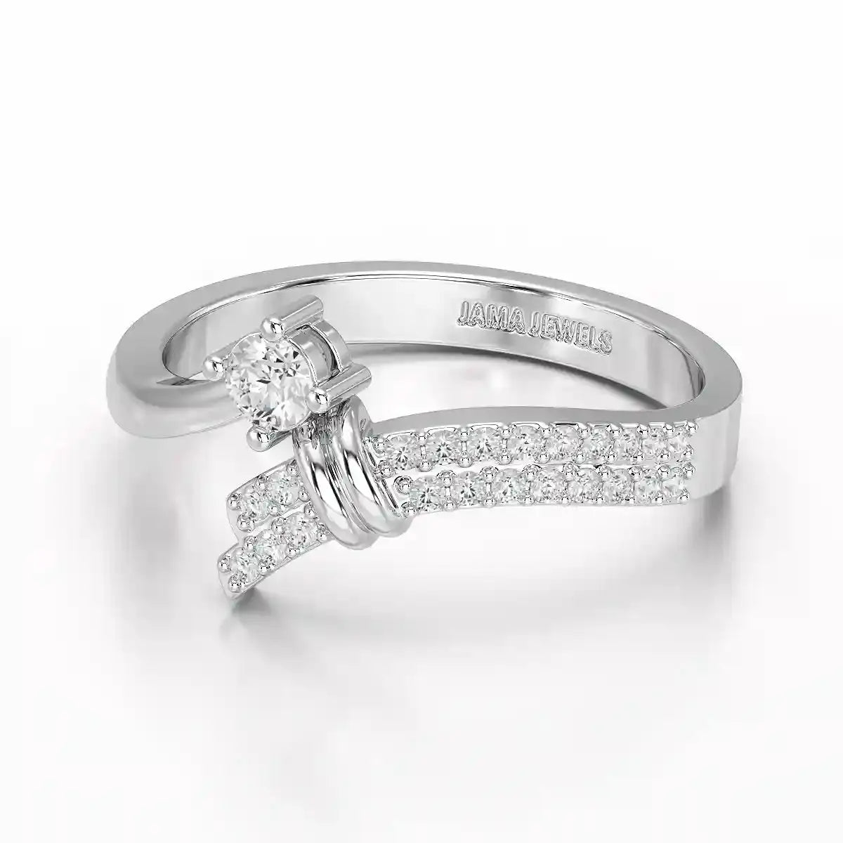 0.20 CT Round Cut Lab Diamond Bypass Ring Jama Jewels