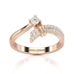 0.20 CT Round Cut Lab Diamond Bypass Ring Jama Jewels