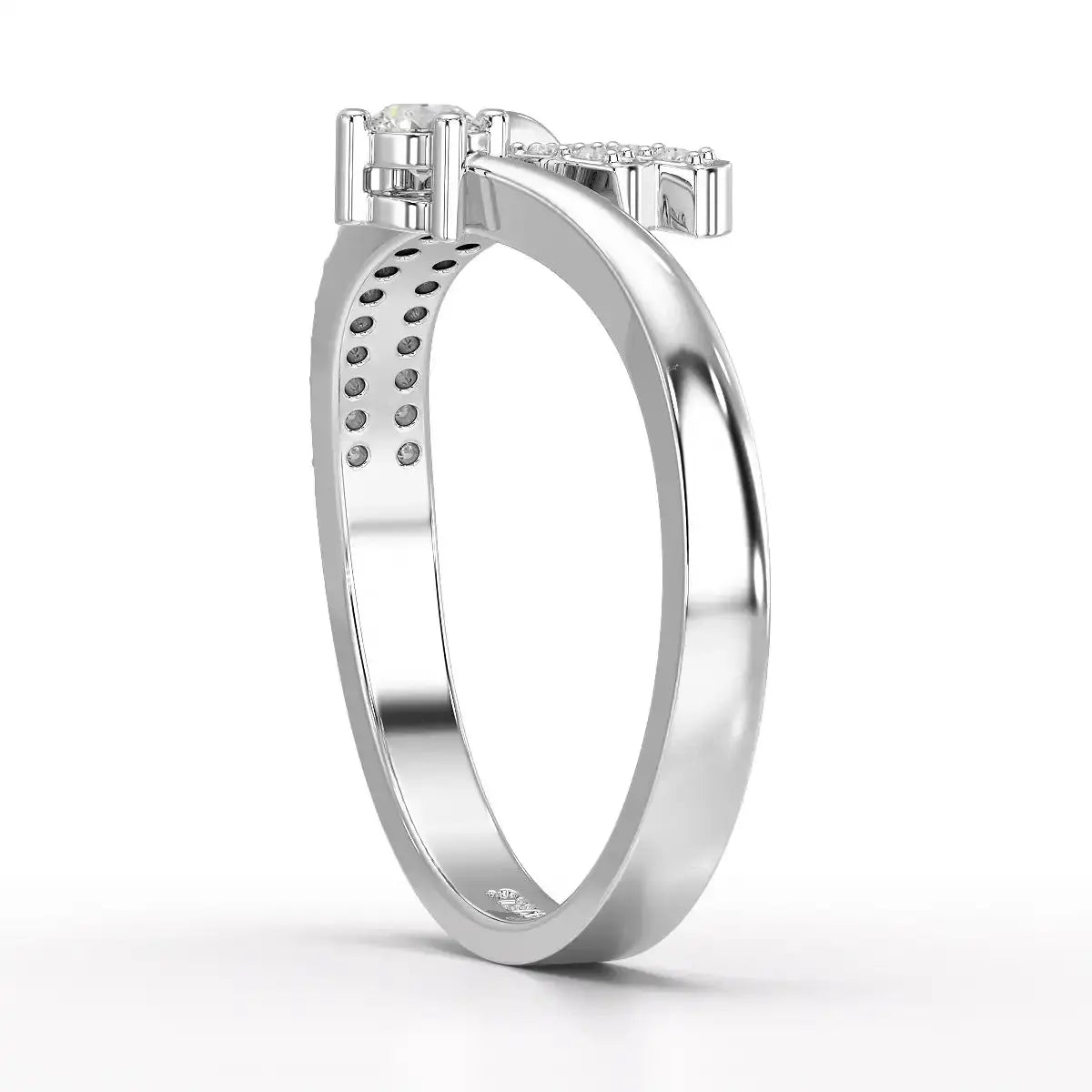 0.20 CT Round Cut Lab Diamond Bypass Ring Jama Jewels