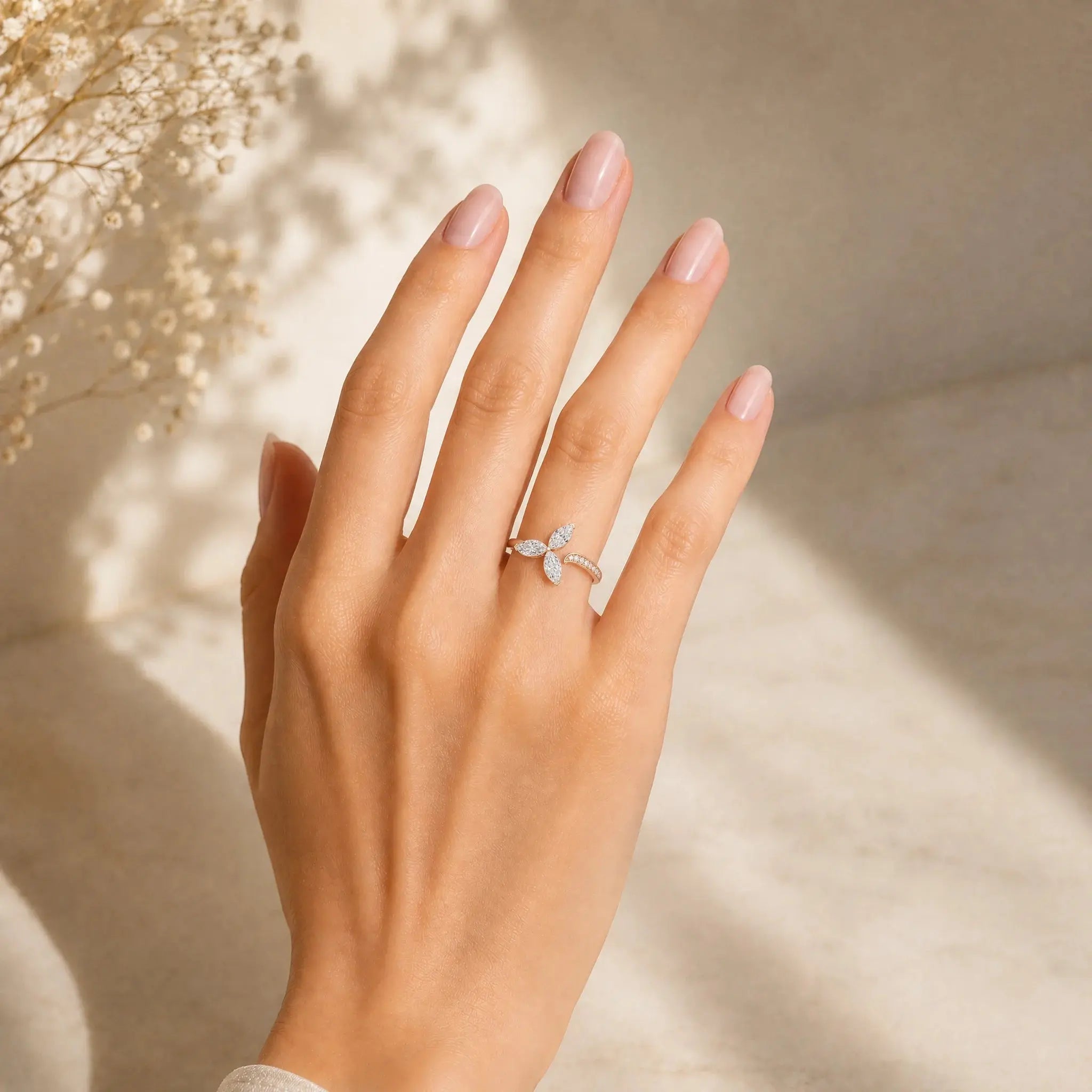 0.50 CT Marquise Cut Diamond Petal Ring Jama Jewels