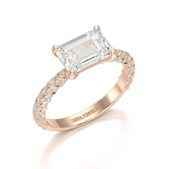 2.40 CT Straight Emerald Cut Lab Diamond Ring Jama Jewels