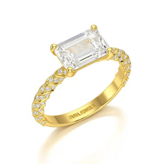 2.40 CT Straight Emerald Cut Lab Diamond Ring Jama Jewels