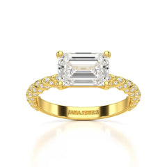 2.40 CT Straight Emerald Cut Lab Diamond Ring Jama Jewels