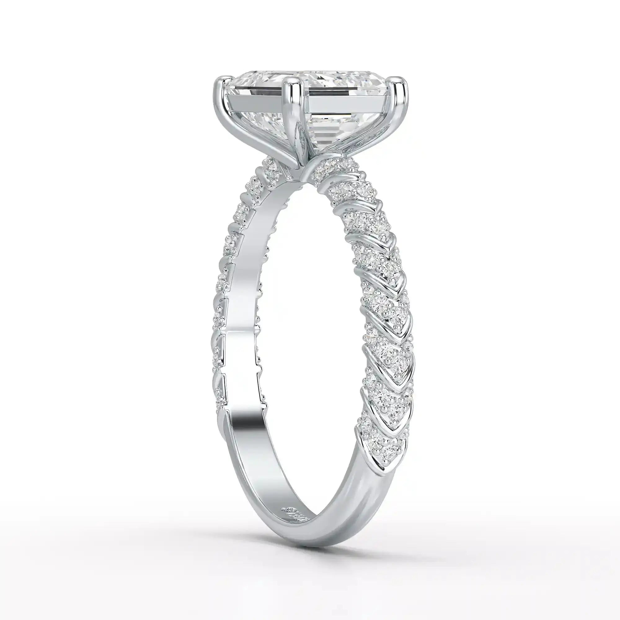 2.40 CT Straight Emerald Cut Lab Diamond Ring Jama Jewels