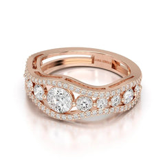 1.50 CT Round Cut Three Row Curved Diamond Ring Jama Jewels