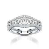 1.50 CT Round Cut Three Row Curved Diamond Ring Jama Jewels