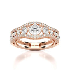 1.50 CT Round Cut Three Row Curved Diamond Ring Jama Jewels